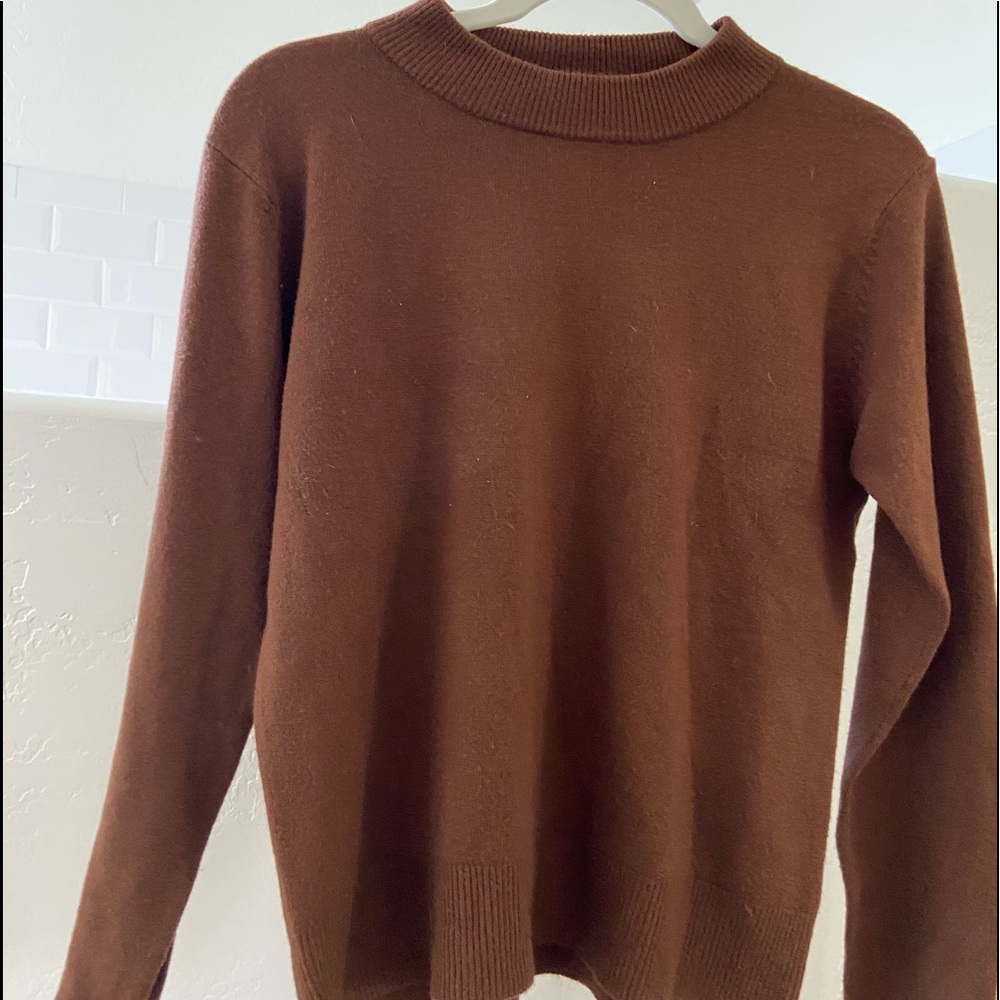 Sag Harbor Petite brown crew neck sweater